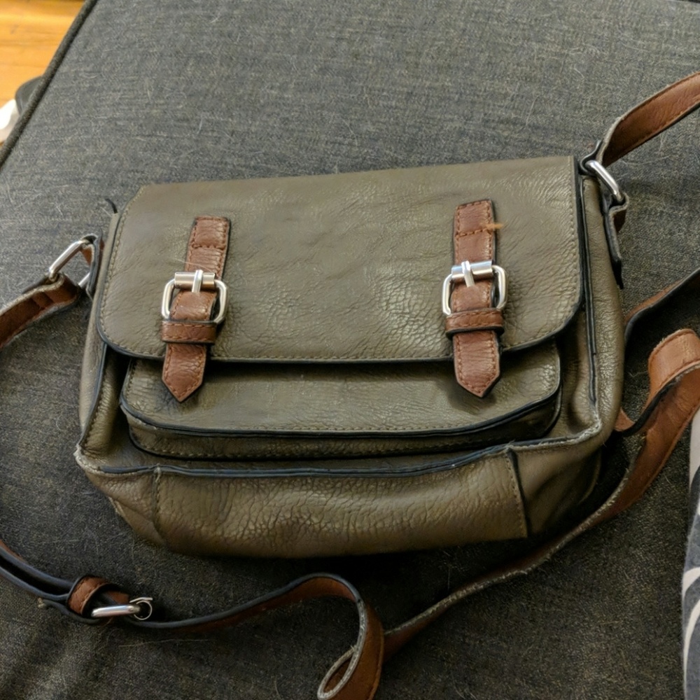 Green and brown purse